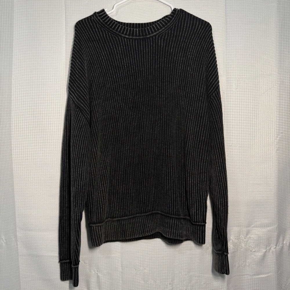 Hollister‎ Sweater Large Black Boxy Fit Ribbed Knit Pullover